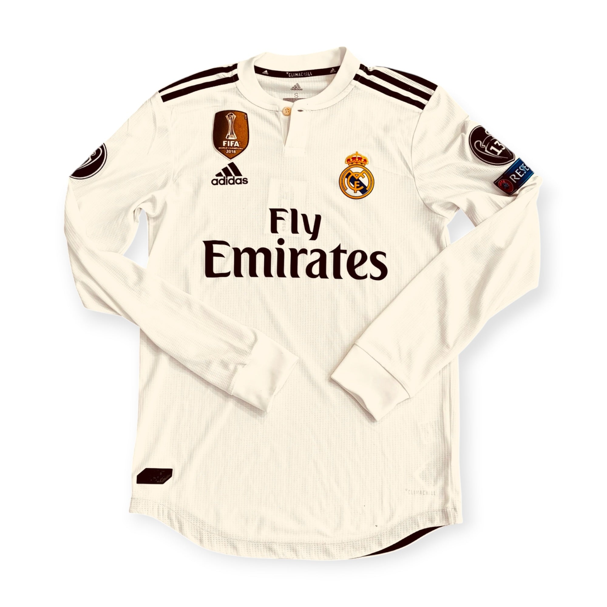 Real Madrid 2018/19 Home Player Version Long Sleeve - Bale 11 (Small)