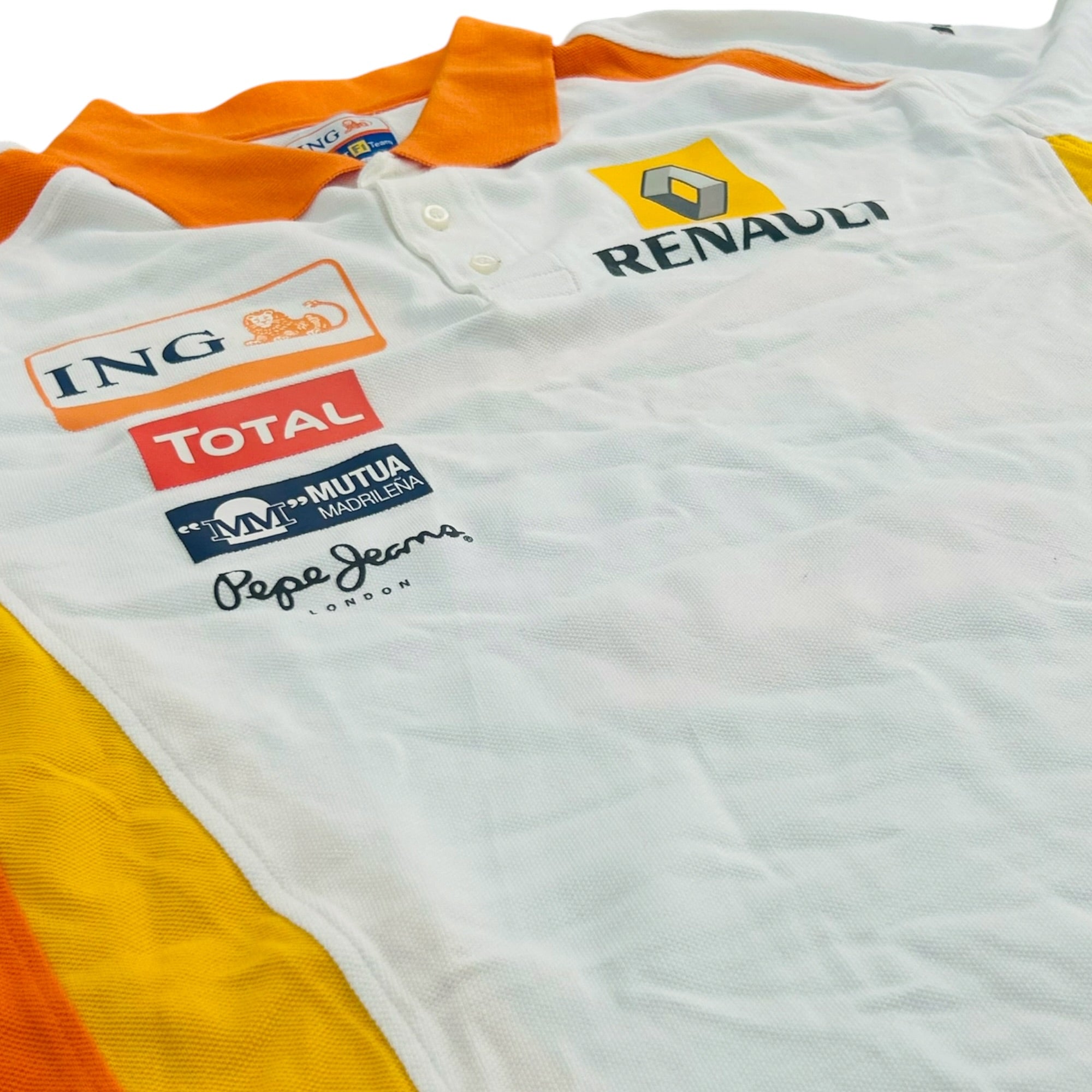 Renault F1 Polo White / Orange Polo Shirt (Large)