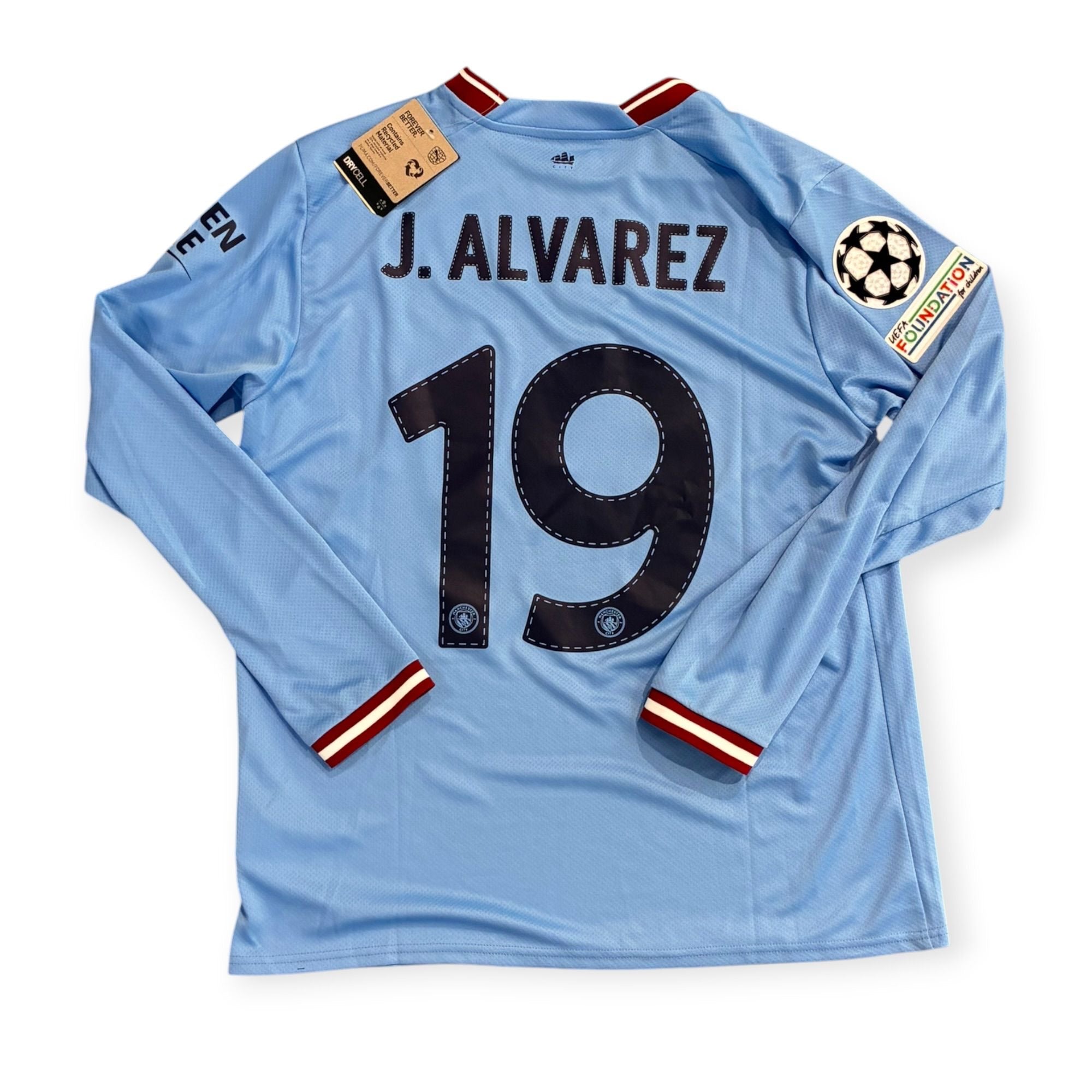 Manchester City 2022/23 Home Long Sleeve *New*- J.Alvarez 19 (Large)