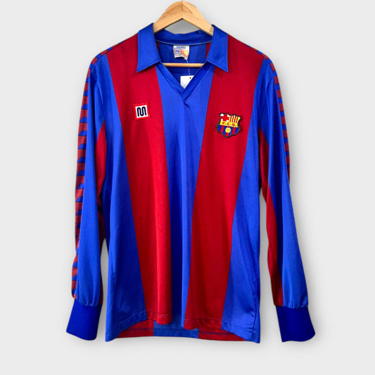 FC Barcelona 1982/89 Meyba Long-Sleeve Home Shirt (Medium)