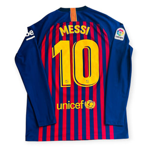 FC Barcelona 2018/19 Home Long Sleeve - Messi 10 (Medium)