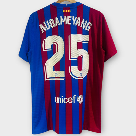 FC Barcelona 2021/22 Home Player Version - Aubameyang 25 (Large)