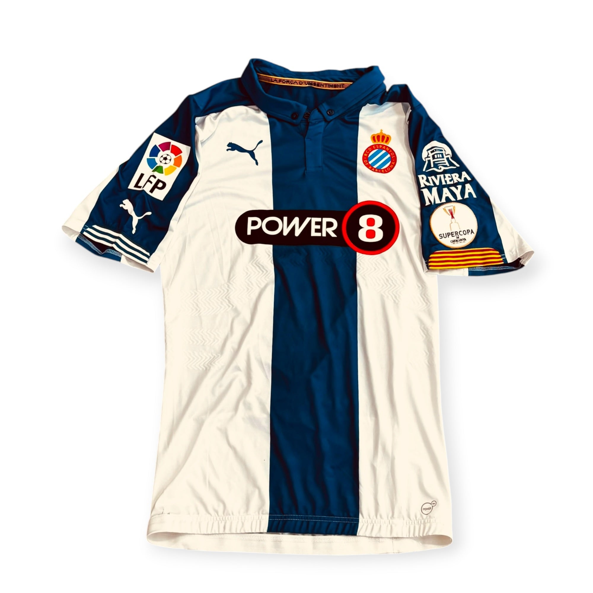 RCD Espanyol 2014/15 Home Match Worn Supercopa Catalunya vs Barça Alex Fernandez 7 (XL)