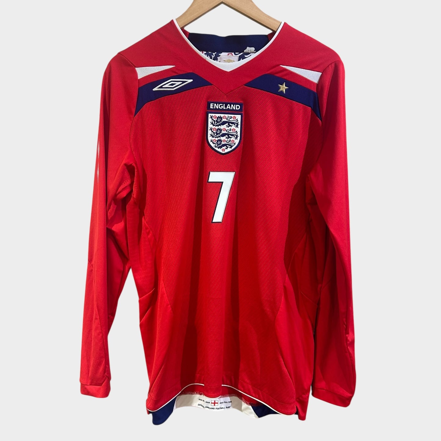 England 2008 Away Long Sleeve - Beckham 7 (Medium)