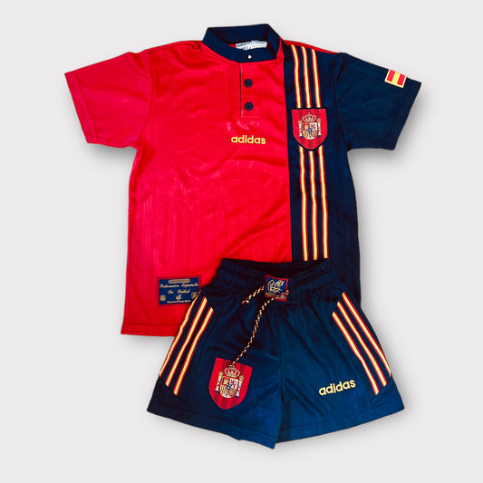 Spain 1996 Adidas Home Strip: Shirt & Shorts (XS)