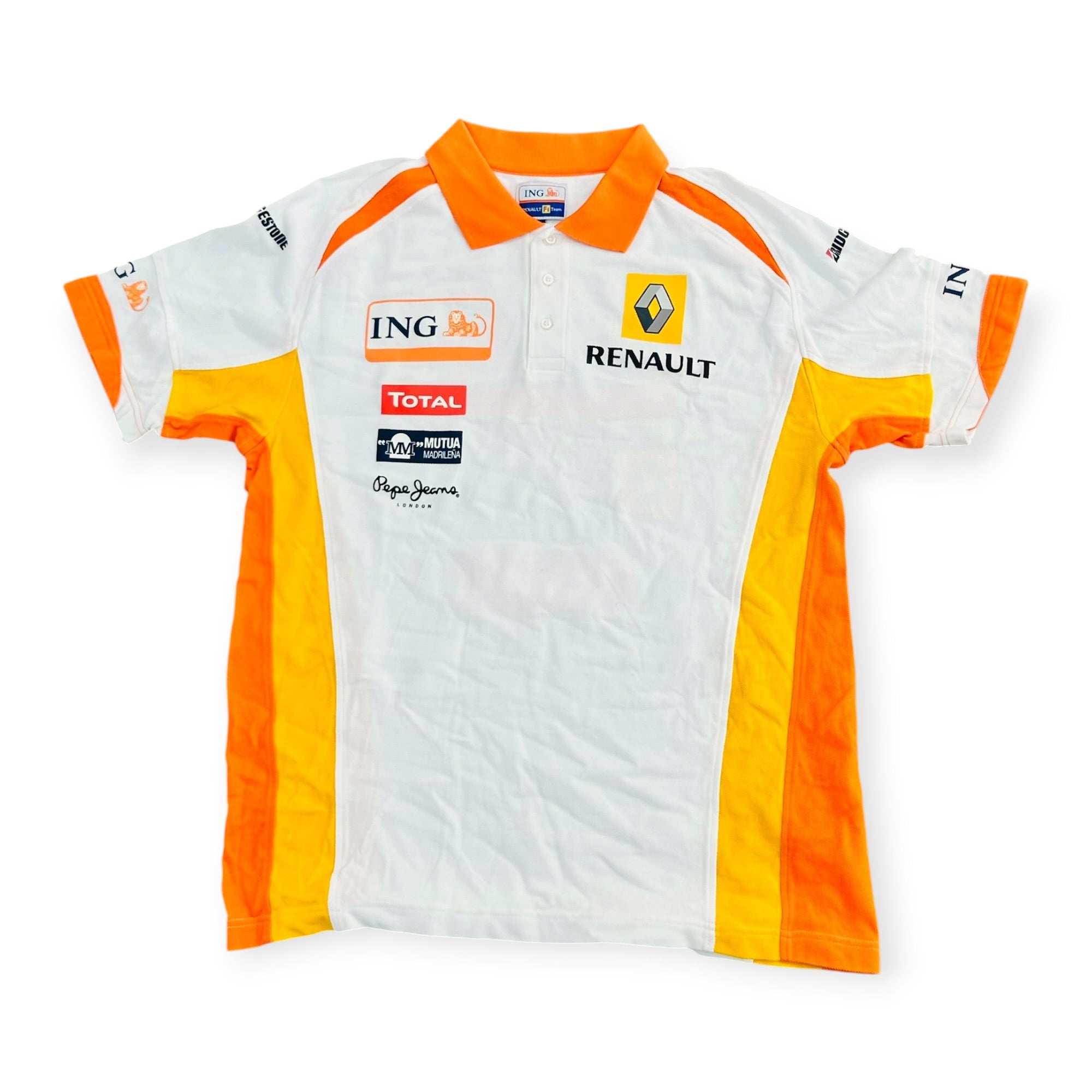 Renault F1 Polo White / Orange Polo Shirt (Large)