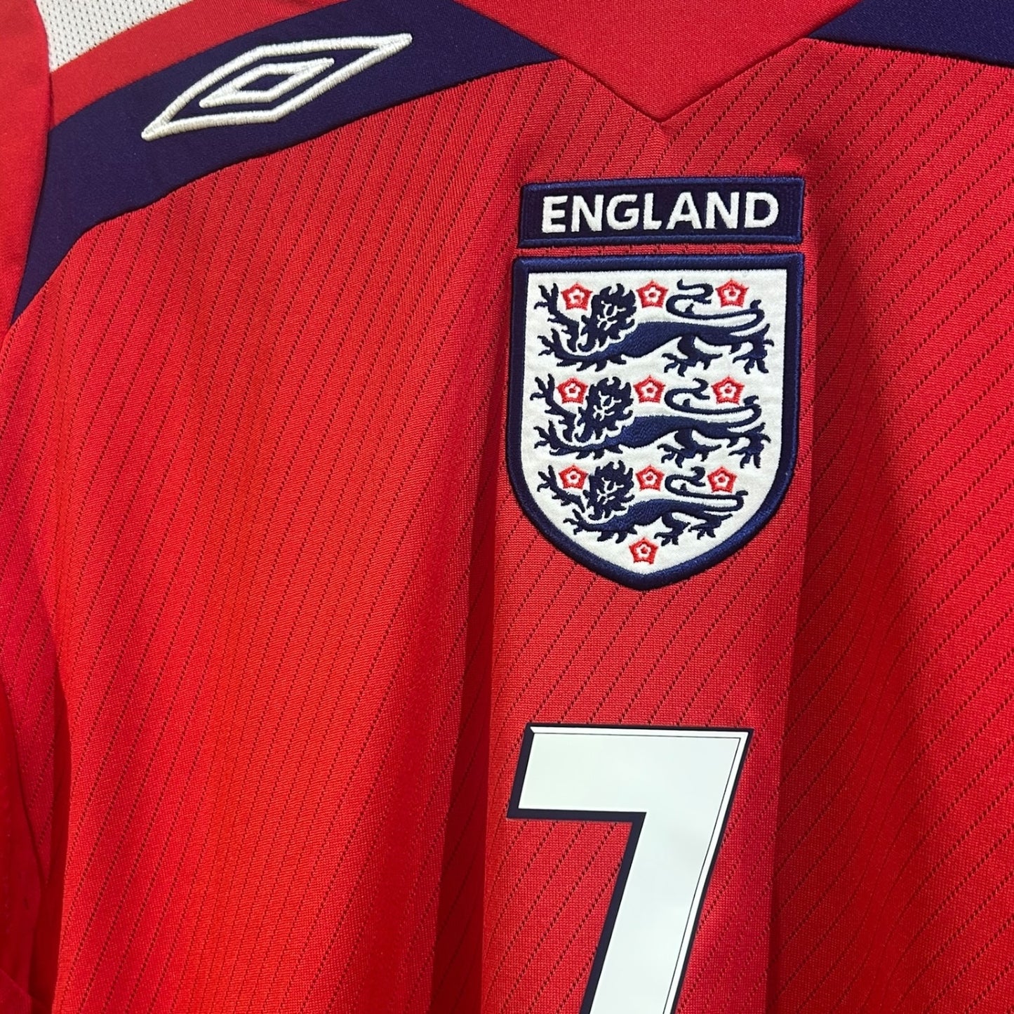England 2008 Away Long Sleeve - Beckham 7 (Medium)