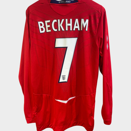 England 2008 Away Long Sleeve - Beckham 7 (Medium)